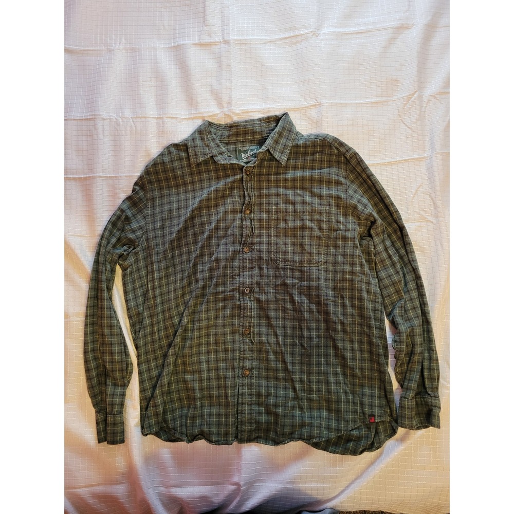 Woolrich Mens XL Green Plaid Flannel Button Down Shirt Long Sleeve Outdoor Top‎
